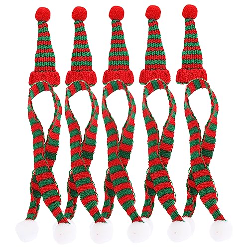 Beaupretty 10 Stück Teiliges Mini Wollset aus Weihnachtsmützen und Schals für Flaschen Weiche Strickstoffe Leichte Flaschenhüllen für Weinflaschen Deko Festliche DIY Weihnachtsdeko und von Beaupretty
