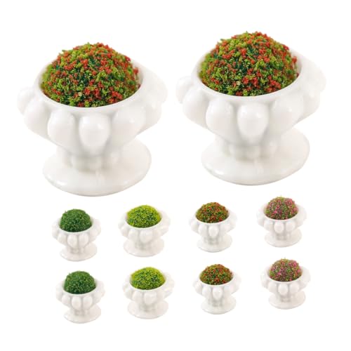Beaupretty 10 Stück Teiliges Miniatur Bonsai Topfset Realistische Puppenhaus Pflanzenmodelle Künstliche Mini Pflanzen für Puppenhausdekoration Kompakte als Schreibtisch und Wohnaccessoire von Beaupretty