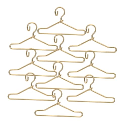 Beaupretty 10 Stück Teiliges Miniatur Kleiderbügel für Puppenkleidung Goldfarbene Mini Hänger für Puppenhaus Glatte Oberfläche Praktische Aufbewahrung für Puppenschrank und Mini Garderobe von Beaupretty