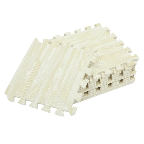 Beaupretty 10 Stück Teiliges Schaumstoff Puzzlematte Holzmaserung Krabbelmatte rutschfest Hautfreundlich als Spielmatte für Wohnzimmer und Kinderzimmer von Beaupretty