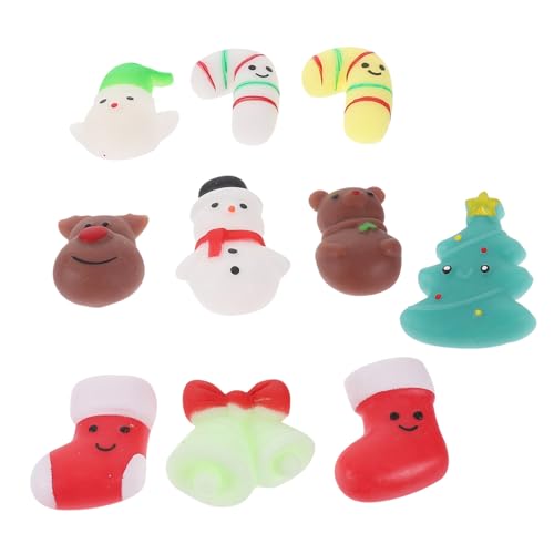 Beaupretty 10 Stück Teiliges Stressabbau Squeeze TPR Material Niedlicher Schneemann Weihnachtsbaum Party Deko Cartoon Figuren für Angstlösung und Festtagsstimmung von Beaupretty