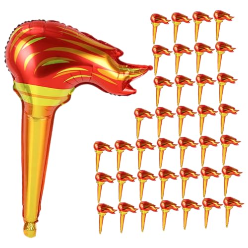 Beaupretty 100 Stück Aufblasbare Fackel Feuerfackeln Cheering Torch für Sportveranstaltungen Mittelalterliche Party Realistische Flammen Ballons von Beaupretty