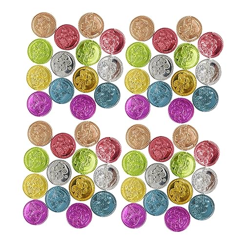 Beaupretty 100 Stück Bunte Plastikspielmünzen für Clownspiele Zubehör für Schatzsuchen Kindergeburtstagsfeiern und Partys Langlebig und Leicht Kreative Designs von Beaupretty