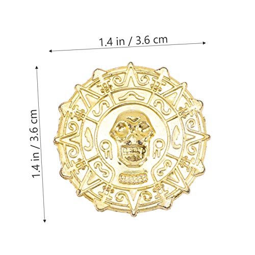 Beaupretty 100 Stück Teiliges Münzset aus Kunststoff Goldfarbene Spielmünzen mit Totenkopfprägung für Schatzsuche Partydeko und Kindergeburtstagsspielzeug von Beaupretty