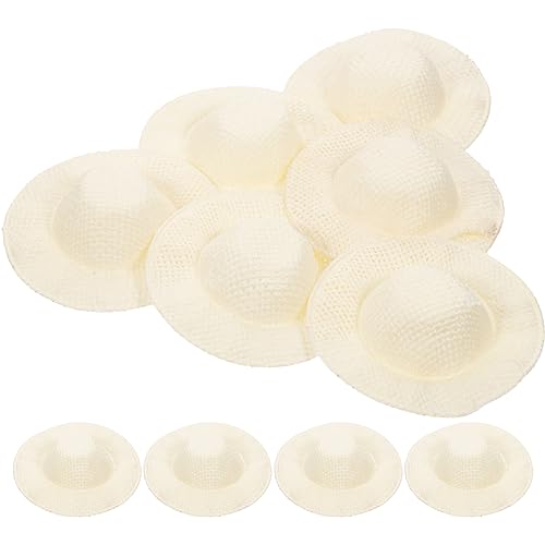Beaupretty 10Stücke Mini Strohhüte für Puppen DIY Bastel Hüte Kleine Hüte für Puppendekoration für Kreative Projekte und Feiertagsdekorationen Robust und Kompakt Reisfarbe von Beaupretty
