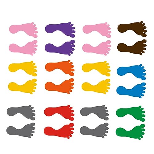 Beaupretty 12 Paare Fußabdruck Bodenaufkleber für Kindergarten Kinderzimmer Deko Selbstklebend Abziehbar Bunte Fußsticker für Glatte Oberflächen und Raumdekoration von Beaupretty