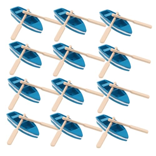 Beaupretty 12 Sätze Teiliges Mini Ruderboot mit Holzpaddeln Miniatur Blaues Kanu Holzmodell für DIY Bastelprojekte Feengarten Bonsai und Dekorative Nautische Wohnaccessoires von Beaupretty