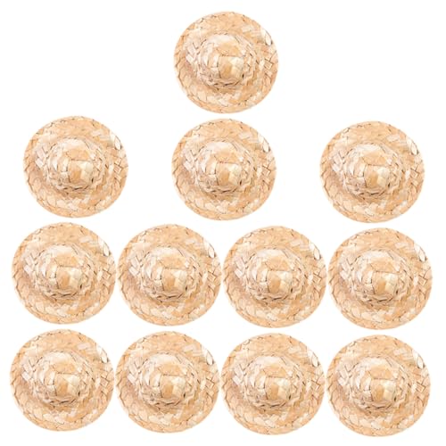 Beaupretty 12 Stück Gestrickte Mini Strohhüte Dekoration Mini Zylinder Kleiner Strohhut Handgewebte Strohhüte Miniatur Webhüte Puppen Miniaturhut Handgewebte Minihüte Kleine von Beaupretty