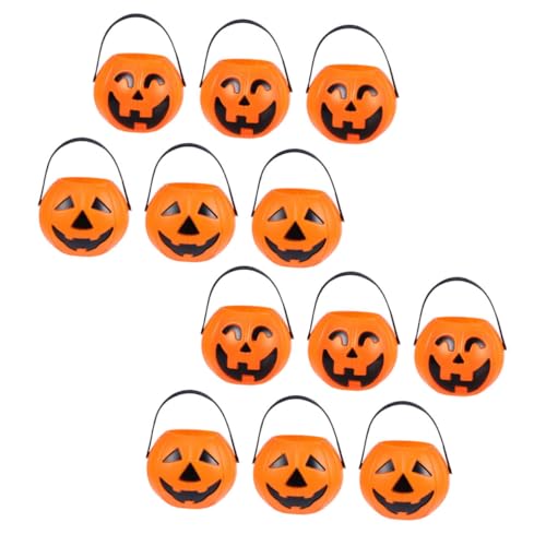 Beaupretty 12 Stück Halloween Kürbis Eimer Tragbare Süßigkeitenbehälter für Partys mit Zufälligen Augen zur Sammlung von Bonbons Dekoration für Halloween Zufällige Farbe von Beaupretty
