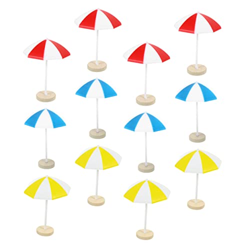 Beaupretty Miniatur Strand Regenschirm 12 Stücke für Puppenhaus Dekoration Mikrolandschaft Zubehör Kompakt und Leicht Sicheres Material Kreatives Basteln für Kinder von Beaupretty