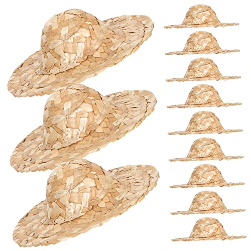 Beaupretty 12 Stück Mini Strohhüte für Puppen Handgefertigte Dekorative Hüte für DIY Projekte Puppenbekleidung und Bastelzubehör von Beaupretty