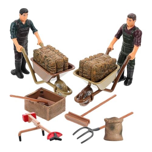 Beaupretty 12 Stück Miniatur Bauernhof Zubehör Set Teiliges Set mit Realistischen Bauernfiguren und Gartenwerkzeugen für Mini und Mikro Landschaften von Beaupretty