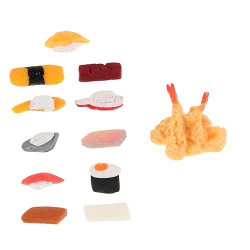 Beaupretty 12 Stück Miniatur Sushi Modelle Teiliges für Puppenhaus Dekoration Realistische Japanische Speisen Langlebige Wiederverwendbare Mini Food Requisiten für Kreative Spielszene von Beaupretty