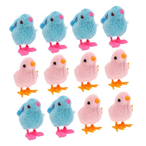 Beaupretty 12 Stück Teiliges Aufziehspielzeug mit Kleinen Flauschigen Häschen und Küken Niedliche Wind Up Figuren aus Weichem Plüsch Lebensecht und Robust als Osterdekoration und von Beaupretty