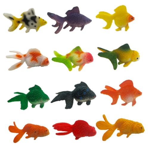 Beaupretty 12 Stück Teiliges Goldfisch Modellset aus Langlebigem PVC Realistische Miniatur Goldfische als Aquarium Dekoration und Pädagogisches für Zufällige Farben und Designs von Beaupretty