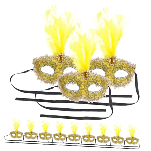 Beaupretty 12 Stück Teiliges Halbgesichts-masken mit Gelben Federn Leichte für Karneval Kostümparty Cosplay und Maskenball Komfortabel Langlebig Modisches Damen-accessoire von Beaupretty