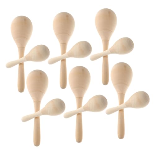 Beaupretty 12 Stück Teiliges Holz Maracas zum Bemalen DIY Rasseln für Unvollendete Musikinstrumente aus Holz Fördert Feinmotorik und Kreativität für Schule Kindergarten Partyspaß von Beaupretty