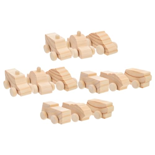 Beaupretty 12 Stück Teiliges Holzauto Bastelset Unbemalte DIY Holzautos für Bemalen und Gestalten Fördert Feinmotorik und Kreativität Lernspielzeug für Hand Auge Koordination von Beaupretty
