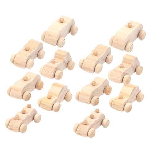 Beaupretty 12 Stück Teiliges Holzauto Bastelset für Unbemalte DIY Fahrzeugmodelle aus Sicherem Holz Fördert Feinmotorik und Kreativität für Kindergarten und Bastelprojekte von Beaupretty