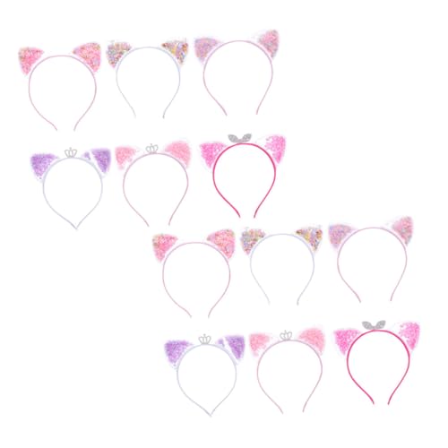 Beaupretty 12 Stück Teiliges Katzenohren Haarreif Set mit Quicksand Design Haar Accessoires für Geburtstagsfeiern Halloween und Kostüme Langlebig und von Beaupretty