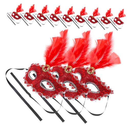 Beaupretty 12 Stück Teiliges Leichtes Federmaske für Karneval und Masquerade Komfortabel und Dekorativ Rote Cosplay Masken mit Hochwertiger Verarbeitung für Festival Halloween und Beaupretty 12 Stück Teiliges Leichtes Federmaske für Karneval und Masquerade Komfortabel und Dekorativ Rote Cosplay Masken mit Hochwertiger Verarbeitung für Festival Halloween und von Beaupretty