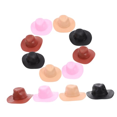 Beaupretty 12 Stück Teiliges Mini Cowboyhut Langlebigem Kunststoff Farblich Gemischt Hautfreundlich für Puppenhäuser Bastelprojekte Haarschmuck und Miniatur-Dekorationen von Beaupretty