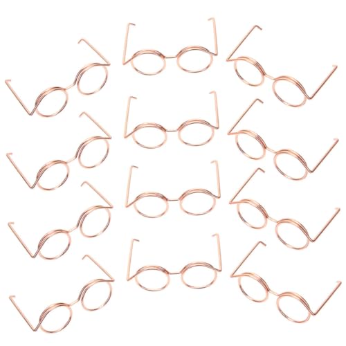 Beaupretty 12 Stück Teiliges Mini Puppenbrillen aus Metall Drahtrahmen ohne Gläser Klassische Runde Sonnenbrille als Puppenzubehör für Rollenspiele und Puppenkleidung Roségoldfarben von Beaupretty