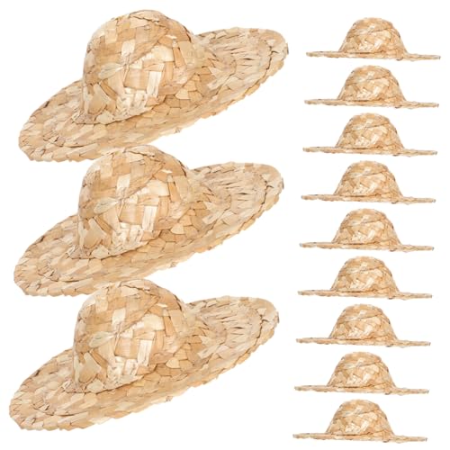 Beaupretty 12 Stück Teiliges Mini Strohhüte aus Robustem Stroh Handgefertigte Mini Hut Dekoration für Puppen Leicht und Langlebig für DIY Bastelarbeiten und Puppenzubehör von Beaupretty