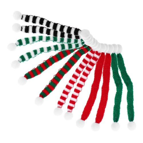 Beaupretty 12stücke Mini-strickschal Für Weinflaschendekoration Gestreifter Schal Mini-schneemannschal Weihnachtsschal Für Haustiere Festlicher Hundeschal DIY-puppenkleidung Puppenhaus-zubehö von Beaupretty