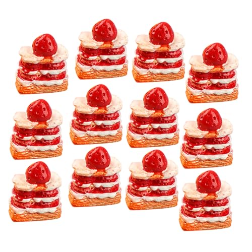 Beaupretty 12 Stück Teiliges Miniatur Puppenhaus Kuchen Set Mini Erdbeer Sahne Torten Modell Deko Sammlung Leicht Tragbar Detailreiche Mini Kuchen Nachbildung von Beaupretty