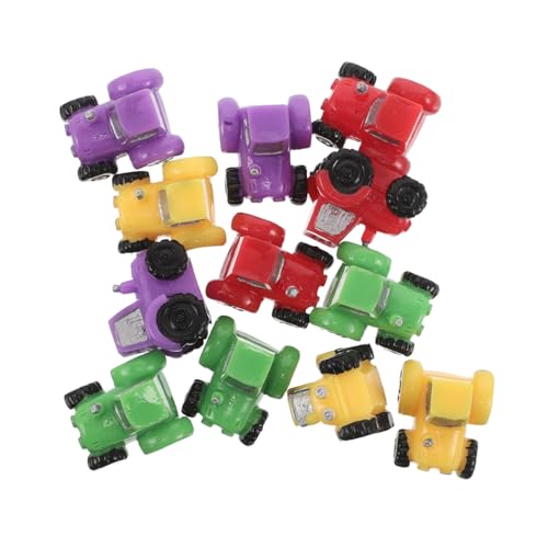 Beaupretty 12 Stück Teiliges Miniatur-Resin-Fahrzeug- Farbenfrohe Mini-traktorfiguren für Puppenhaus Vielseitig Einsetzbar als Micro-landschaftsdekor und Bauernhof-Szene Robust und von Beaupretty