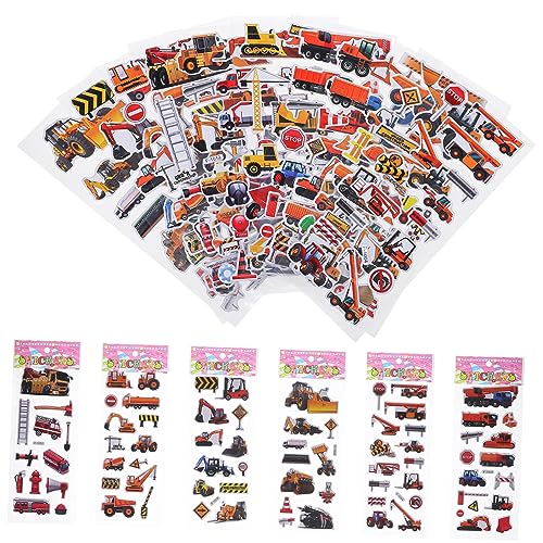 Beaupretty 12 Stück Teiliges Set Bunte Cartoon Fahrzeugsticker mit Bagger LKW Planierraupe Leuchtend Bedruckt Einfach Anzuwenden Pädagogisch für Kindergeburtstag und von Beaupretty