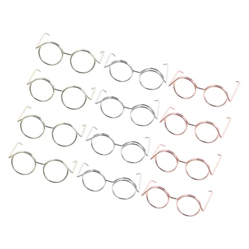 Beaupretty 12 Stück Teiliges Set Mini Brillen für Puppen Praktische Leichte Puppenzubehör Brillen ohne Gläser Roségold Silber und Gold für Kreative Bastelideen von Beaupretty