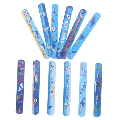 Beaupretty 12 Stück Teiliges Shark Style Schnapparmband Bunte Slap Armbänder Leichtes und Robustes Party für Geburtstage Kinderfeste Party Mitgebsel Farbecht und Sicher von Beaupretty