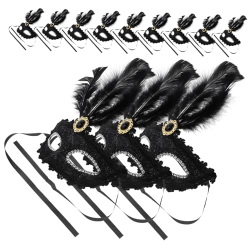 Beaupretty 12 Stück Teiliges Wiederverwendbare Halbgesichtsmasken Schwarzer Federdekoration Leichte Verstellbare Masquerade Masken für Fasching Halloween Kostümparty und Bühnenauftritte Beaupretty 12 Stück Teiliges Wiederverwendbare Halbgesichtsmasken Schwarzer Federdekoration Leichte Verstellbare Masquerade Masken für Fasching Halloween Kostümparty und Bühnenauftritte von Beaupretty