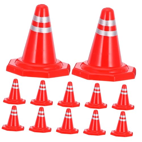 Beaupretty 12 Stück Verkehrskegel aus Simulation Verkehrszeichen für Spielzeugmodelle für Sandtische und Verkehrserziehungsspielzeuge von Beaupretty