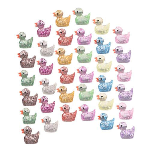 Beaupretty 120 Stück Mini Glitzer Enten Figuren aus Resin Bunte Miniaturenten für Puppenhaus Mikrolandschaft und Aquarien Dekoration DIY Bastelbedarf für Feste und Partys von Beaupretty
