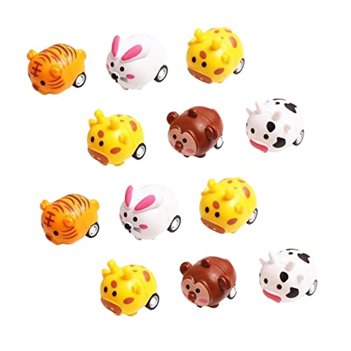 Beaupretty 12 Stücke Miniatur Autospielzeug für Kleinkinder Rückzieh Spielzeugautos in Tierform Sicheres Fahrzeugspielzeug für Spaß und Lernen für Jungen und Mädchen von Beaupretty