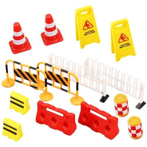 Beaupretty 14 Stück Miniatur Verkehrshütchen Spielset Teiliges Lernspielzeug für Verkehrssicherheitsszenen für Rollenspiele und Symbolische Erkennung von Beaupretty