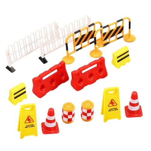 Beaupretty 14 Stück Teiliges Verkehrsschild Miniatur Verkehrshindernisse für Rollenspiele Lernspielzeug zur Verkehrserziehung Fördert Symbolerkennung und Straßenregeln von Beaupretty