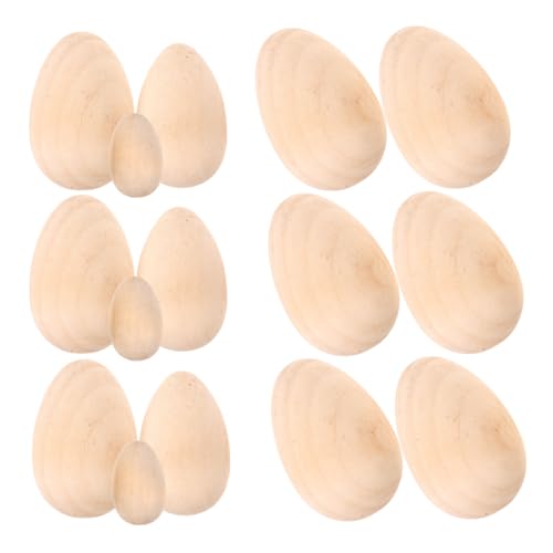 Beaupretty 15 Stück Teiliges Natürliche Holz Eier Dekorationen DIY Bemalbare Simulationseier aus Massivem Buchenholz Rustikale Frühlings und Wohnaccessoires für Tisch Regal Garten und von Beaupretty