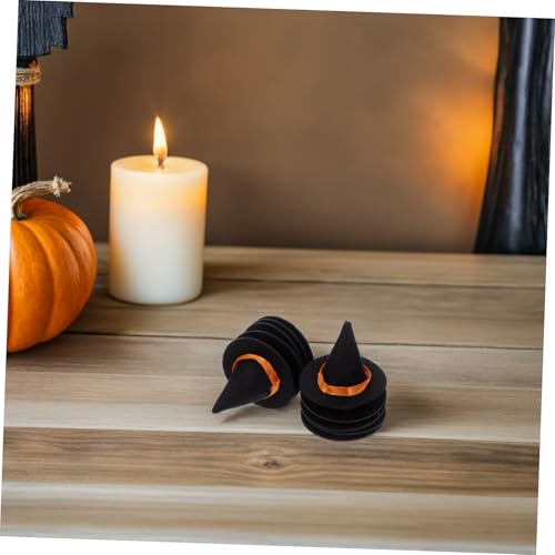 Beaupretty 16 Stück Teiliges Kleine Schwarze Filz Hexenhüte Mini Weinflaschenabdeckungen Halloween Partydeko Diy Bastelbedarf für Puppen und Flaschenverschluss von Beaupretty
