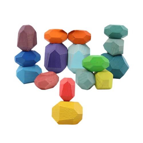 Beaupretty 16 Stück Teiliges Montessori Balancierspiel aus Farbigem Buchenholz Pädagogisches Stapelspielzeug mit Glatten Kanten Hand Auge koordination von Beaupretty