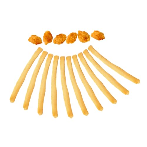Beaupretty 16 Stück Teiliges Realistisches Pommes Frites Modellspielzeug mit Hähnchenstücken Vielseitige Dekoration für Realistische Fast Food Attrappen für Küche Fotografie Requisiten und von Beaupretty