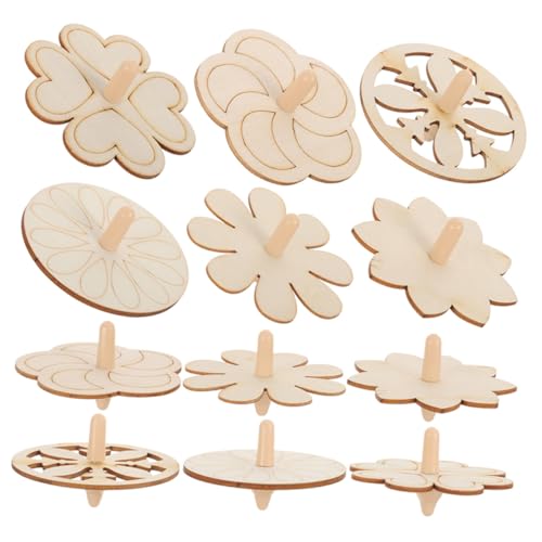 Beaupretty 18 Stück Teiliges Holzkreisel zum Bemalen DIY aus Robustem Holz Unbemalt Inklusive Verschiedenen Formen für Kreatives Basteln und Geschenkideen von Beaupretty