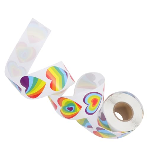 Beaupretty 1Rolle Regenbogen Herzaufkleber Selbstklebende Sticker für Dekoration und Feiern für Valentinstag Hochzeiten und Kreative Projekte von Beaupretty