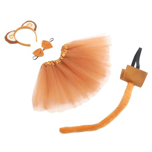 Beaupretty 1Satz Affenkostüm für Tierkostüm Requisite mit Tutu Rock Stirnband mit Affenohren Affenschwanz Fliege für Halloween Cosplay Partys Maskeraden von Beaupretty