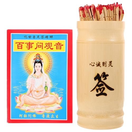 Beaupretty 1Satz Chinesische Glücksstäbe mit Bambuseimer Professionelles Buddhistisches Wahrsagungszubehör für Partys und Besondere Anlässe Stäbchen und Zufallsgravur von Beaupretty
