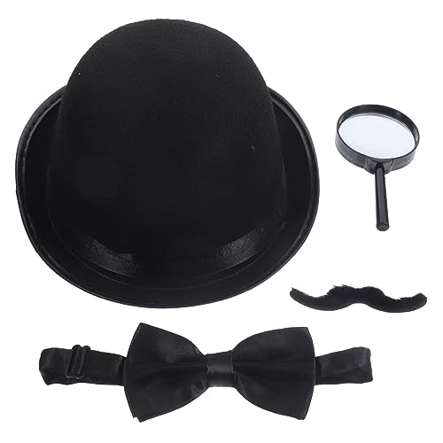 Beaupretty 1Satz Detektivset für Karneval Cosplay mit Hut Schnurrbart Fliege Lupe Hochwertiges Detektiv Kostümzubehör für Themenpartys Halloween Kindergeburtstage von Beaupretty