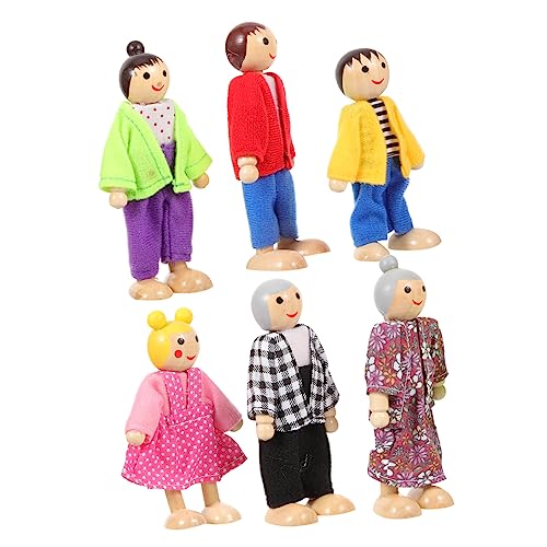 Beaupretty 1Satz Familienpuppen Teiliges Holzpuppenspielzeug für Rollenspiele Interaktives Lernspielzeug für Geeignet für Zuhause Schule und Kindergarten Sicher und Langlebig von Beaupretty